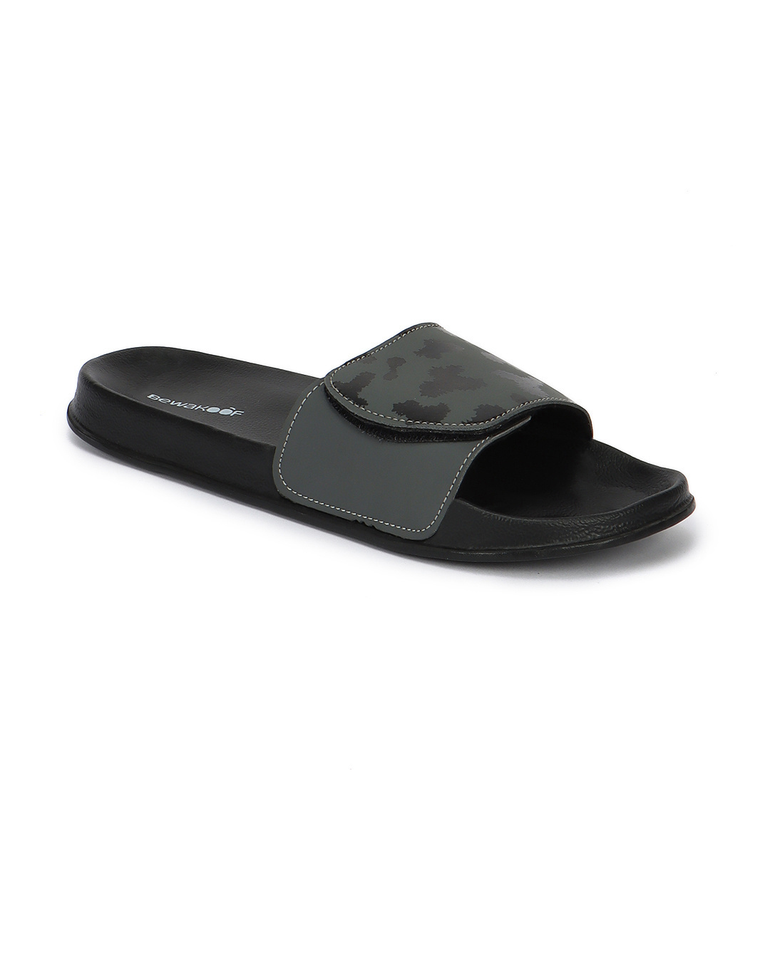 Shop Women's Black Ripple Effect Adjustable Velcro Sliders-Back