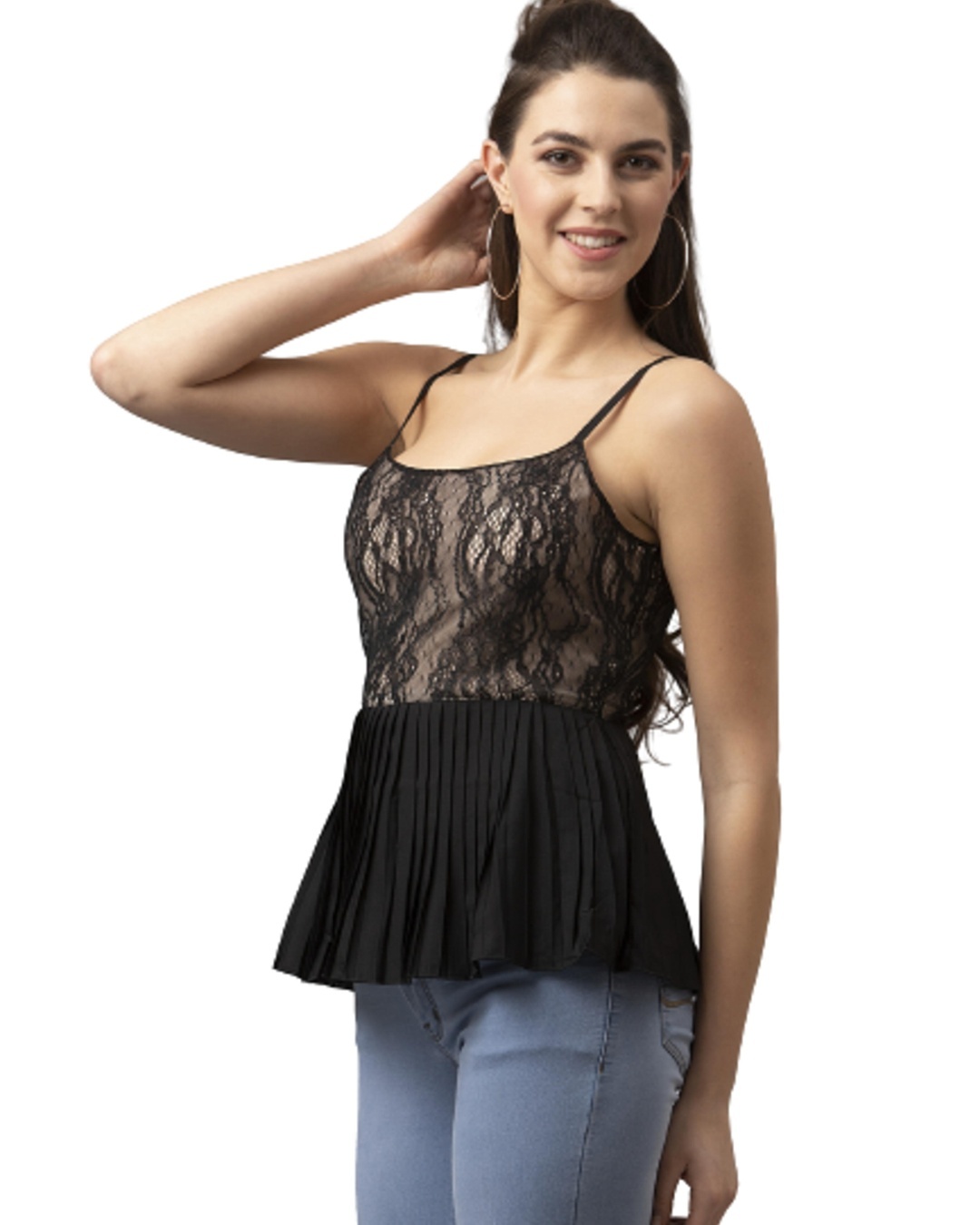 Buy Women's Black Sheer Peplum Top for Women Online at Bewakoof