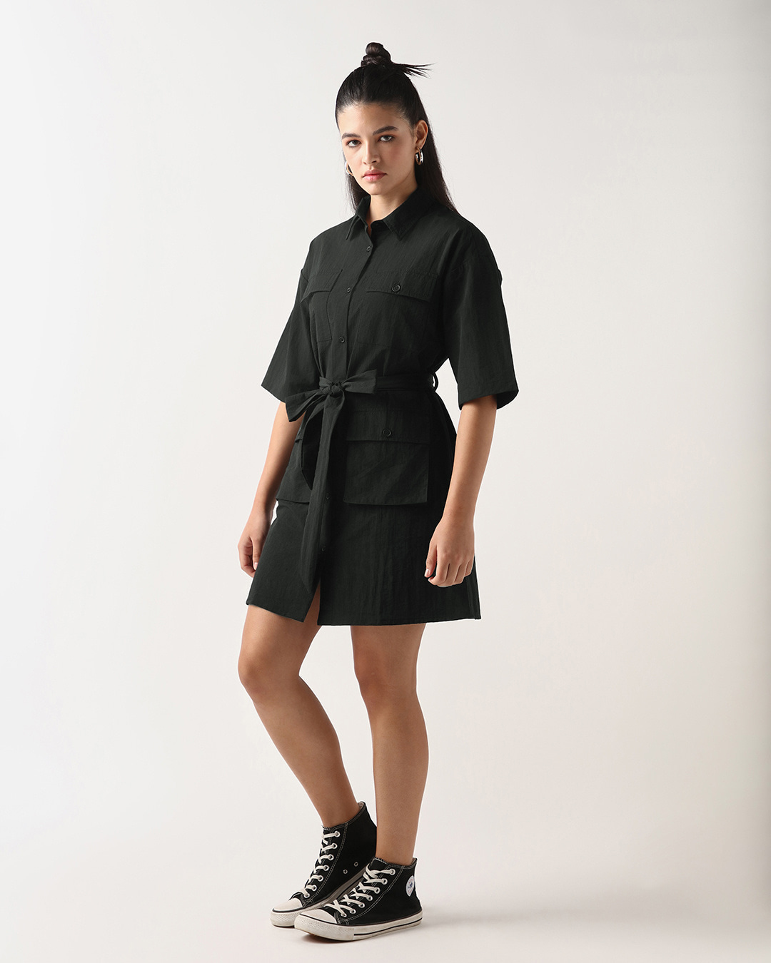 Shop Women's Black Shirt Dress-Back