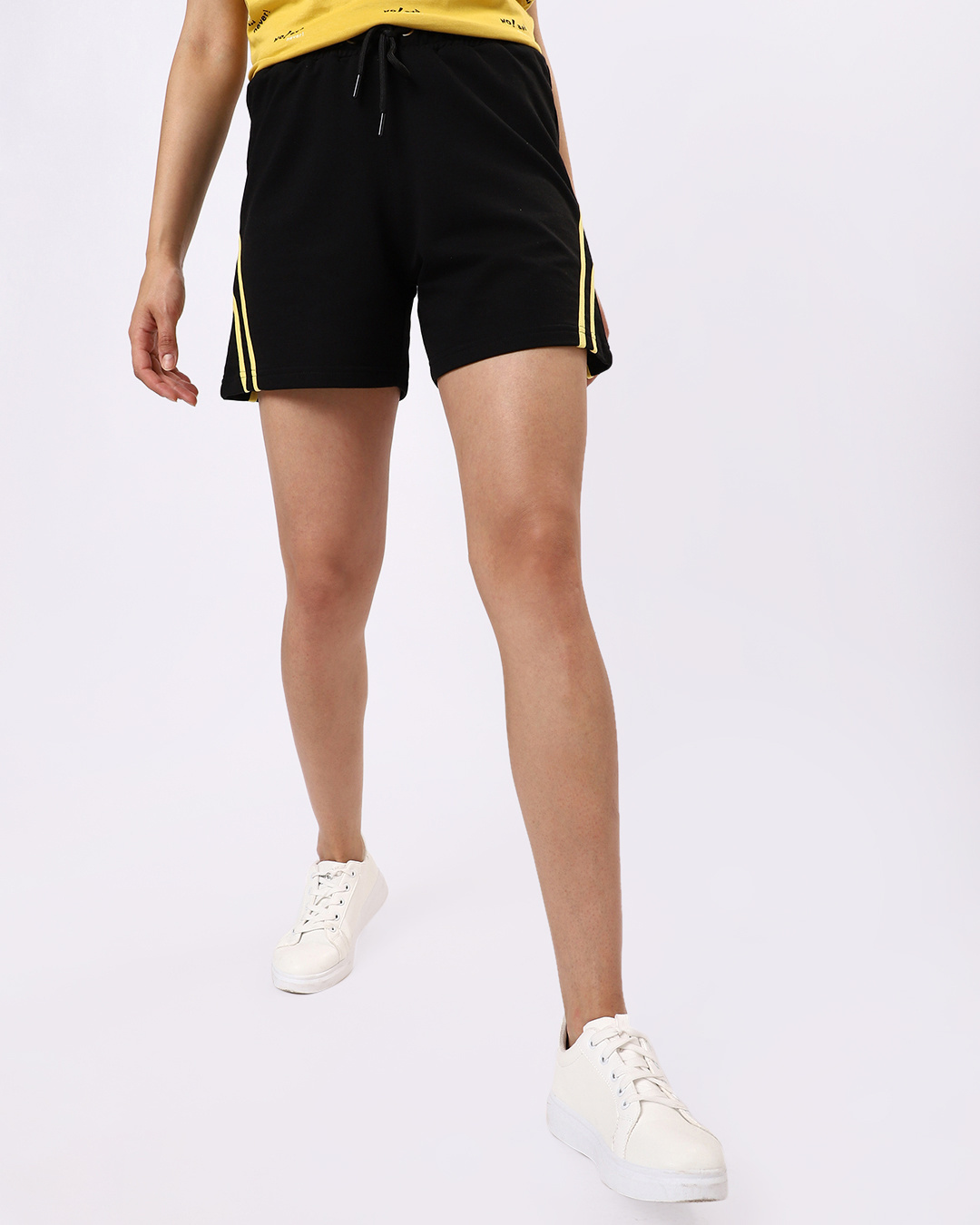 Shop Women's Black Side Binding Shorts-Back