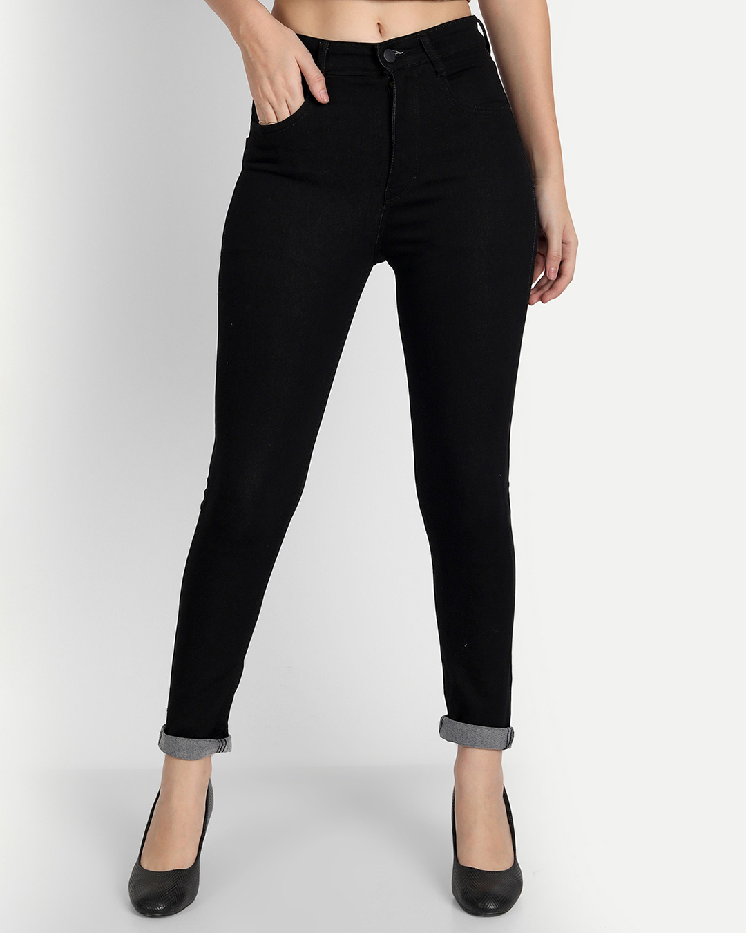 Women’s Black Skinny Leather Jeans main image 1