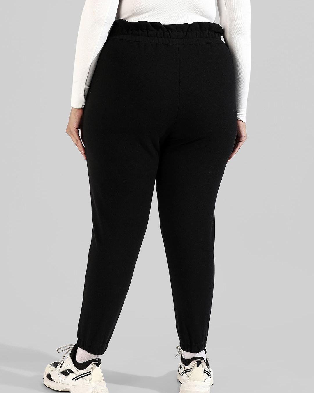Shop Women's Black Skinny Fit Plus Size Joggers-Back