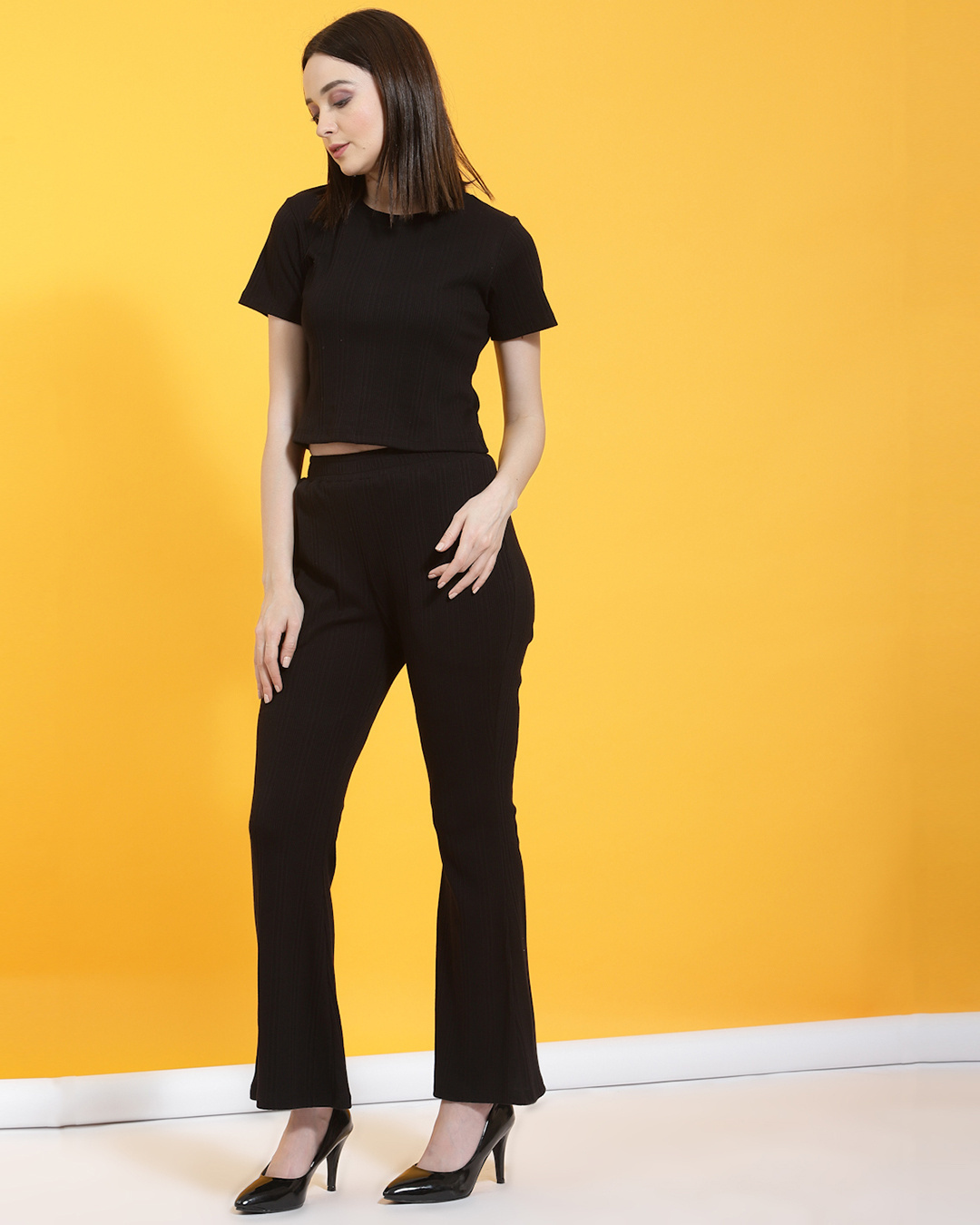 Shop Women's Black Slim Fit Co-ordinates-Back