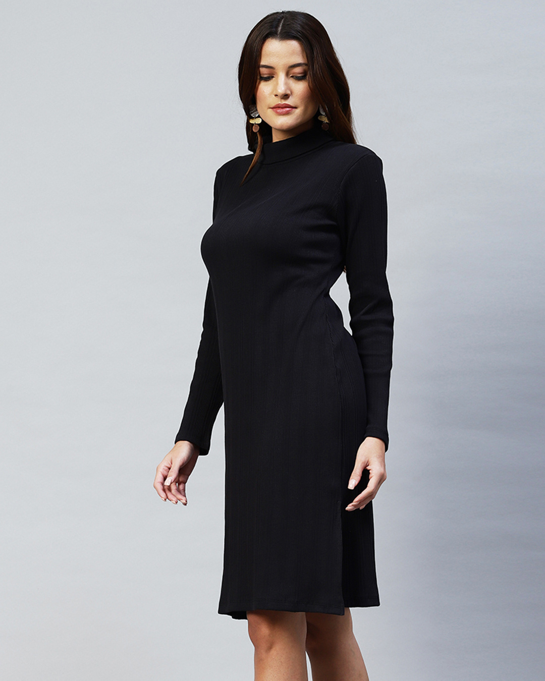 Shop Women's Black Slim Fit Dress-Back