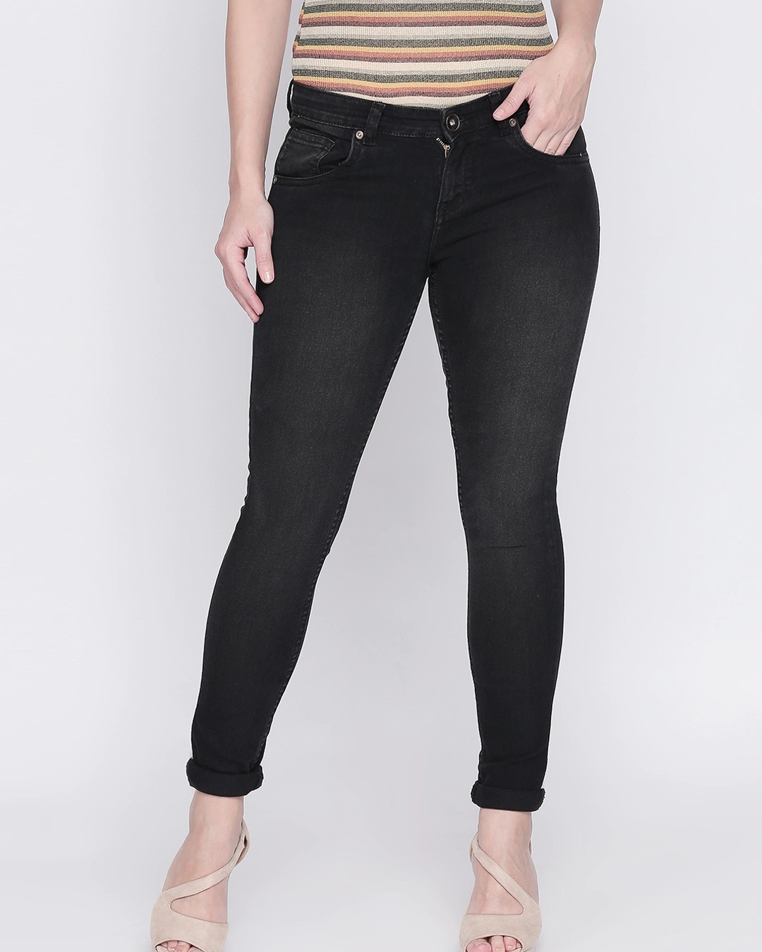 Shop Women's Black Slim Fit Jeans-Back
