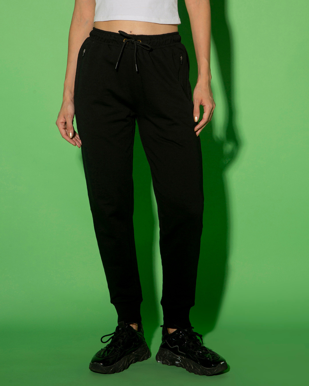 Shop Women's Black Slim Fit Joggers-Back