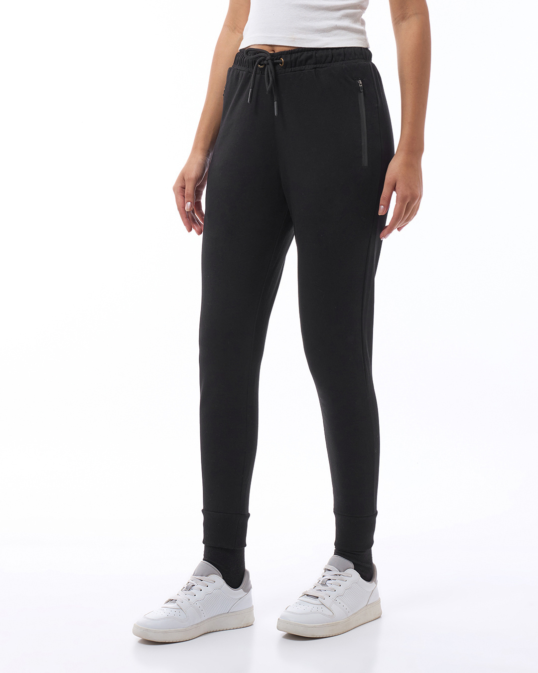 Shop Women's Black Slim Fit Joggers-Back