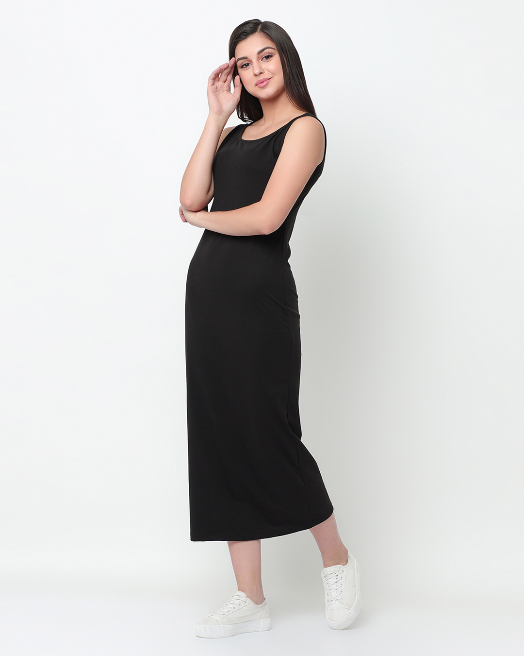 Shop Women's Black Slim Fit Maxi Dress-Back