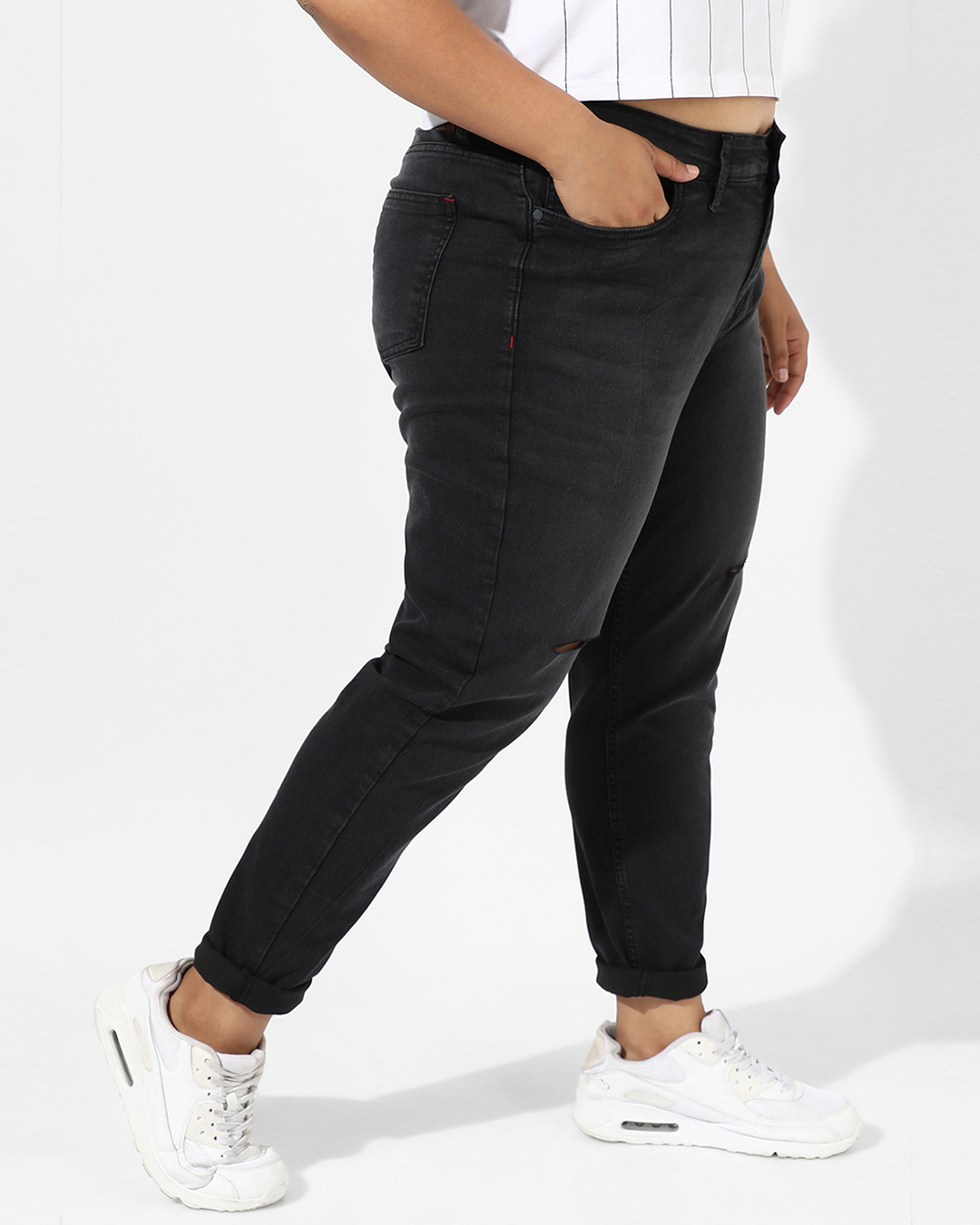 Shop Women's Black Slim Fit Plus Size Jeans-Back