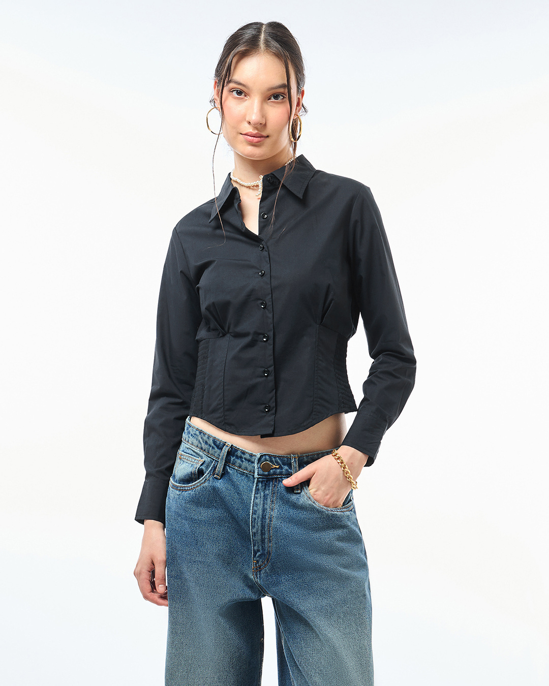 Shop Women's Black Corset Shirt-Back