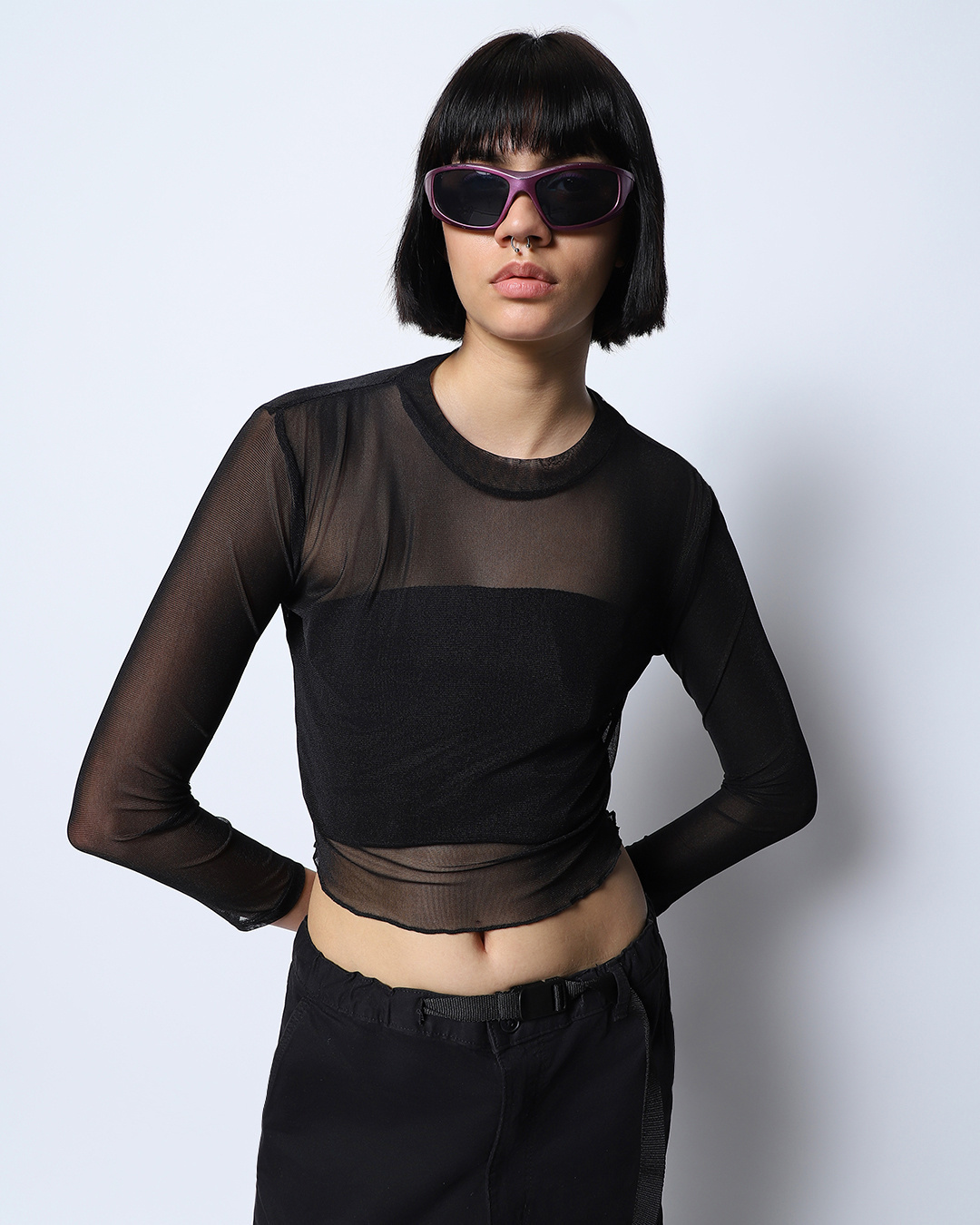Buy Women's Black Slim Fit Short Top Online at Bewakoof