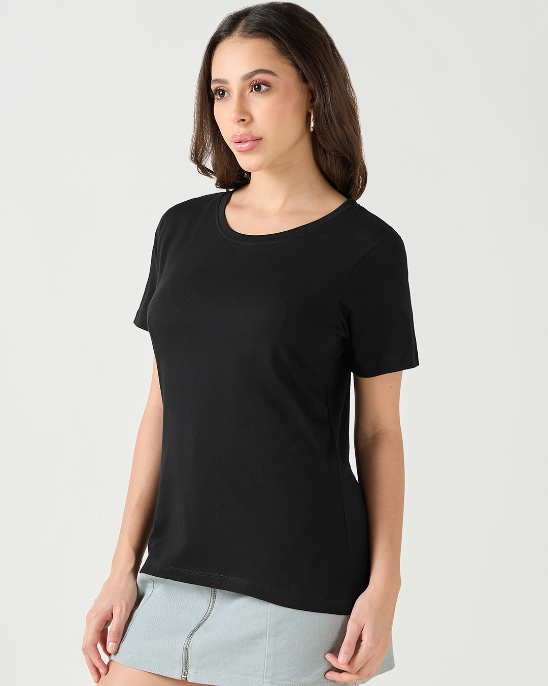 Shop Women's Black Slim Fit T-shirt-Back