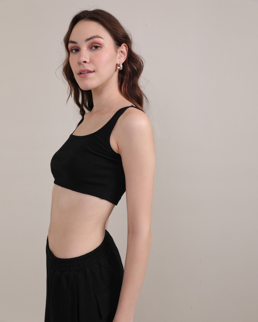 Shop Women's Black Slim Fit Tank Top-Back