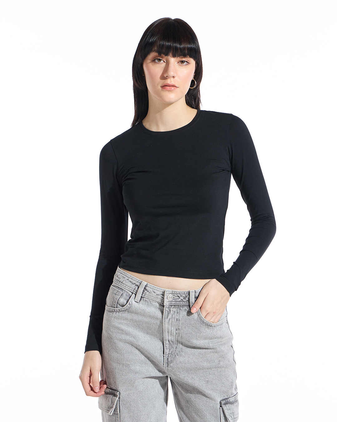 Shop Women's Black Slim Fit Top-Back