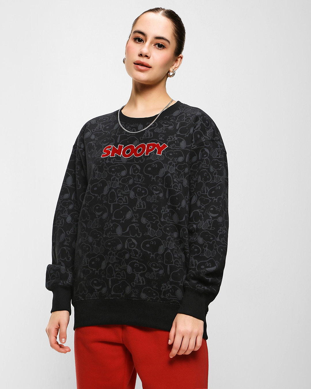 Peanuts - Snoopy Circle - Women's Oversized Fleece Hoodie Sweatshirt