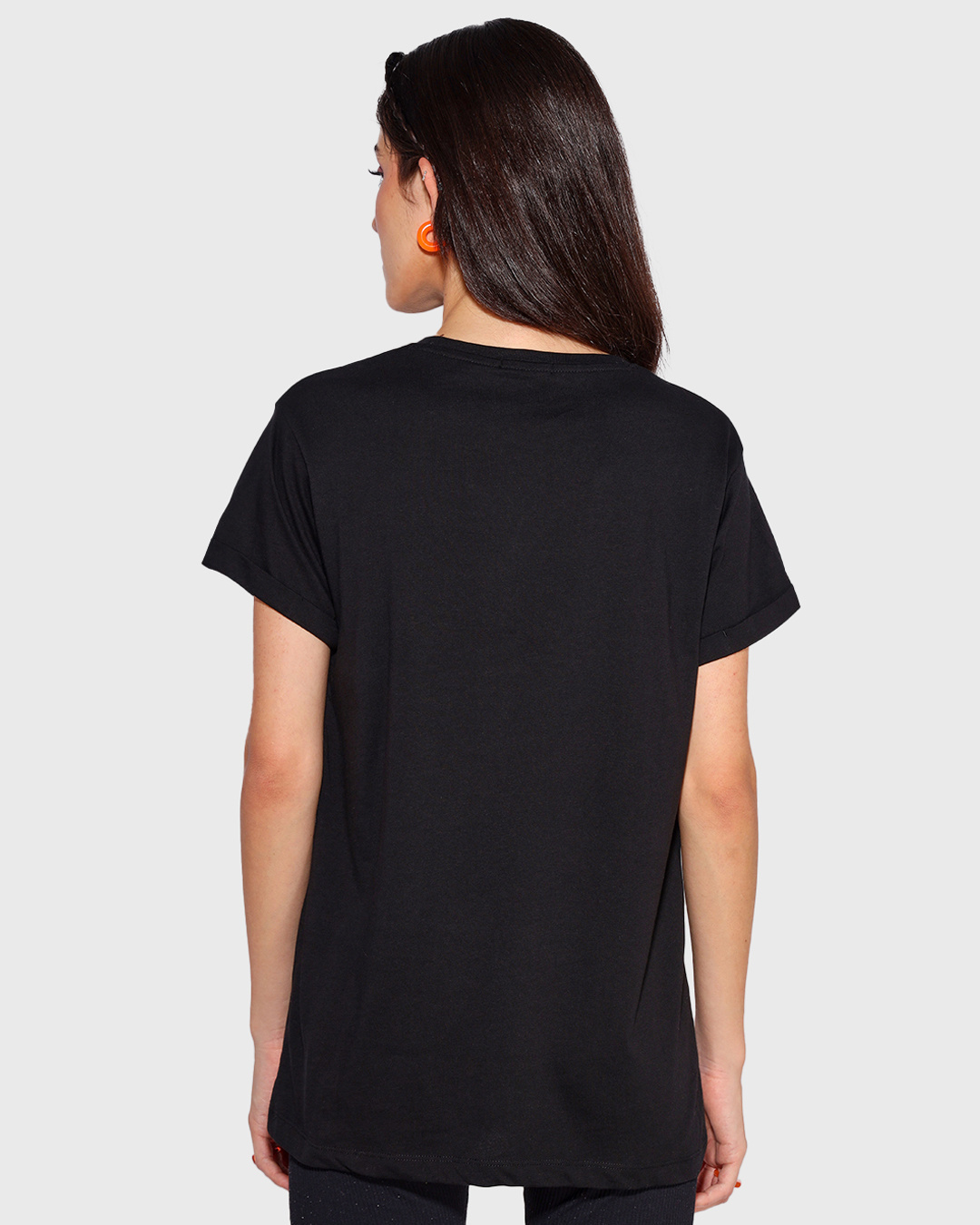 Shop Women's Black Snoopy Moods Graphic Printed Boyfriend T-shirt-Back