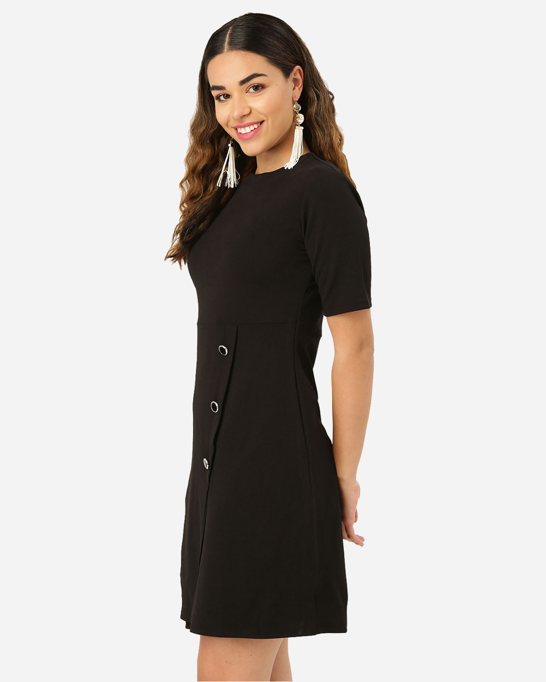Shop Women's Black Solid Sheath Dress-Back