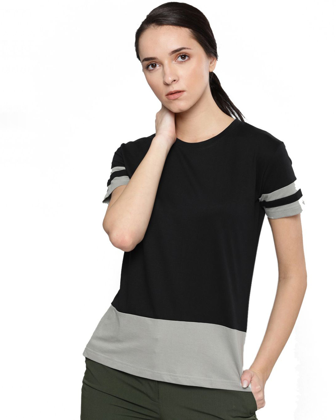 Shop Women's Black Solid T-shirt-Front