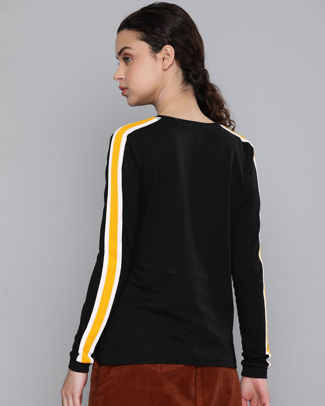 Shop Women's Black Solid T-Shirt-Back