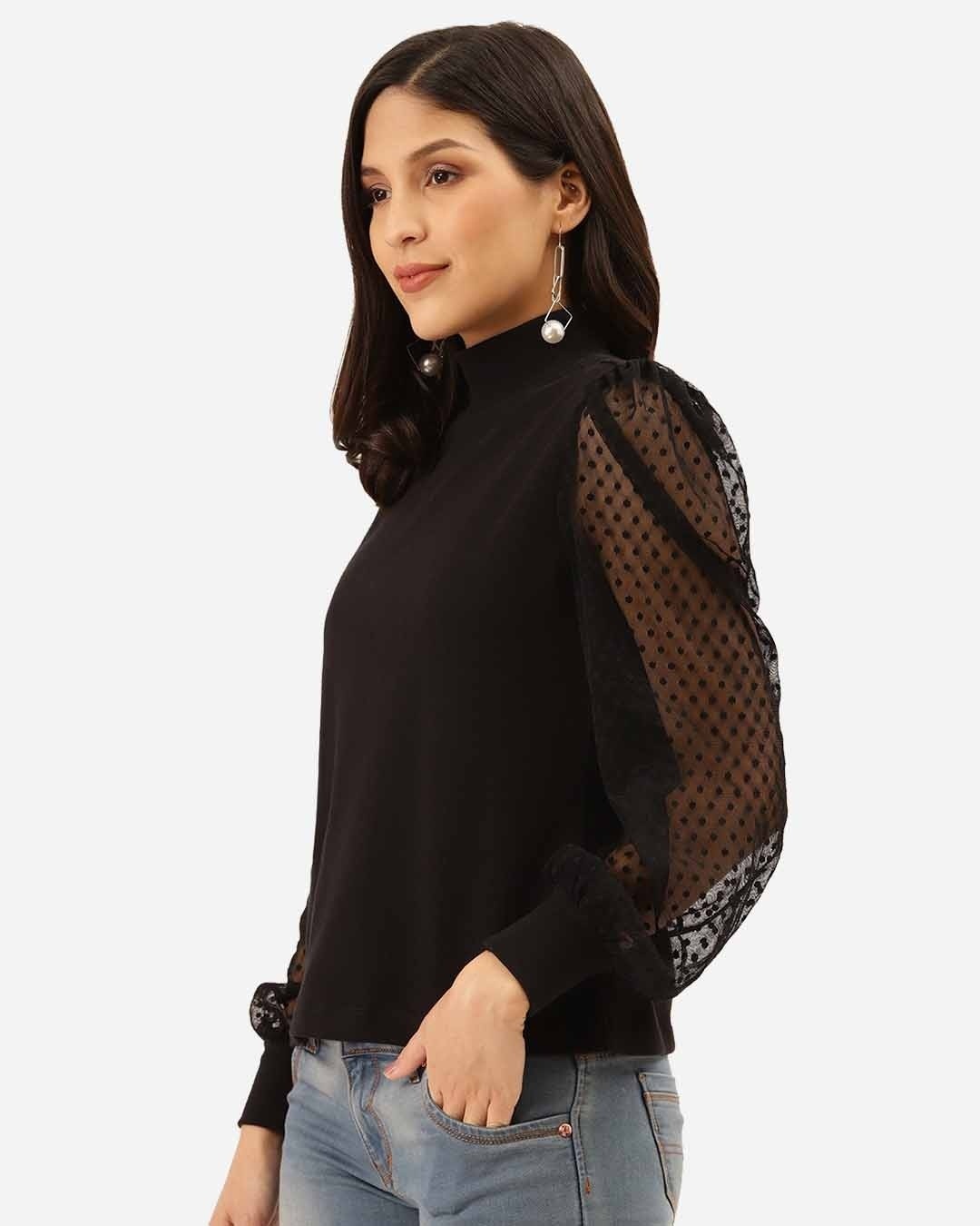 Shop Women's Black Solid Victorian Winter Top-Back