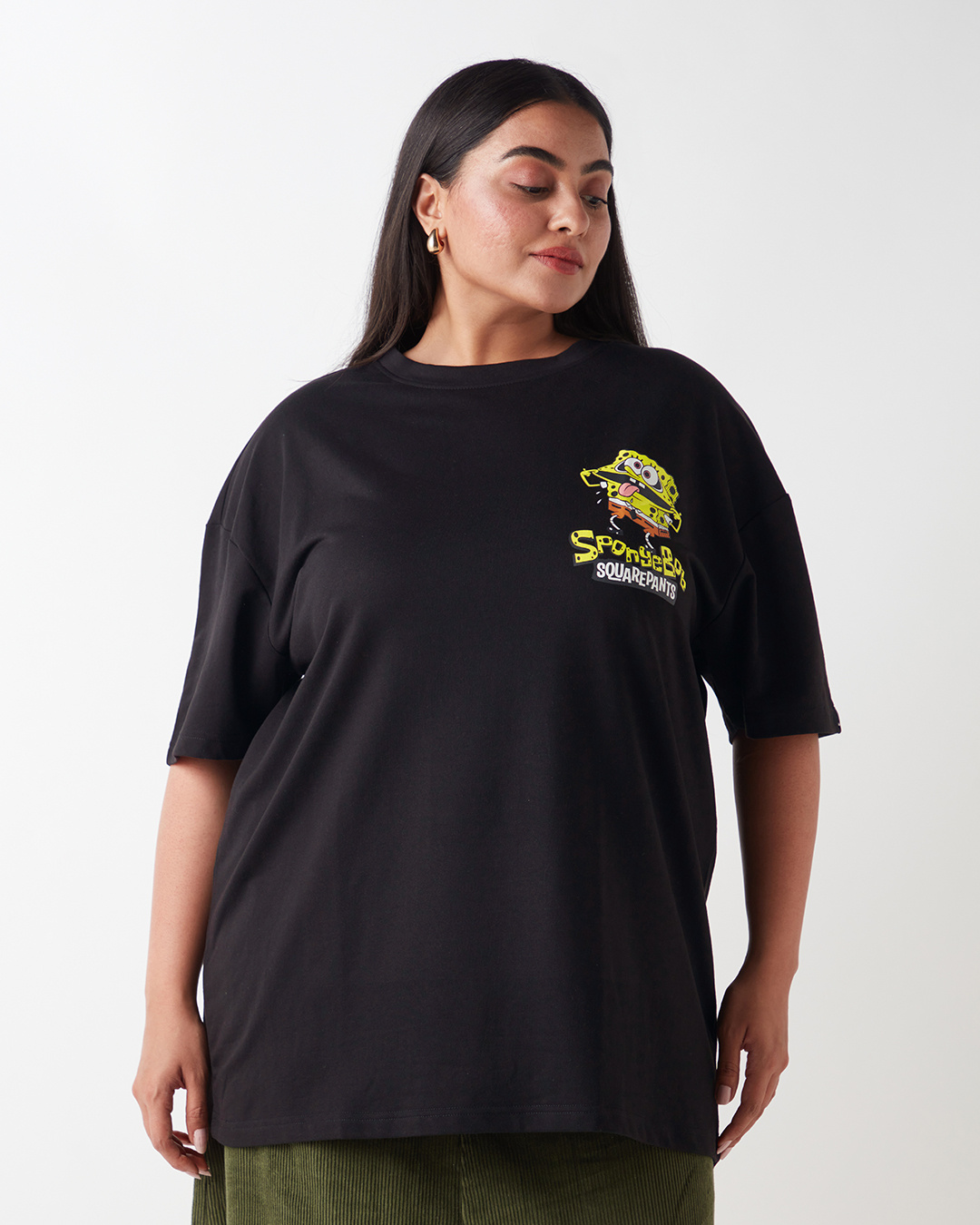 Shop Women's Black Squad Goals Graphic Printed Oversized Plus Size T-shirt-Back