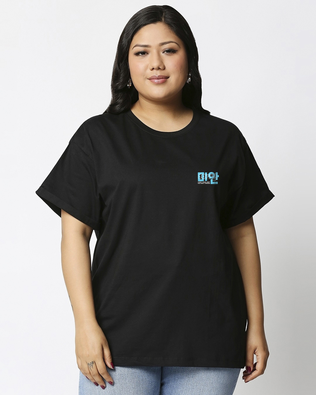Shop Women's Black Starboi Graphic Printed Plus Size Boyfriend T-shirt-Back