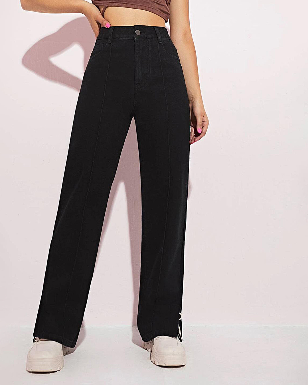 Buy Women's Black Straight Fit Jeans Online at Bewakoof