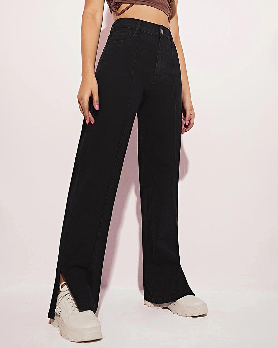 Shop Women's Black Straight Fit Jeans-Back
