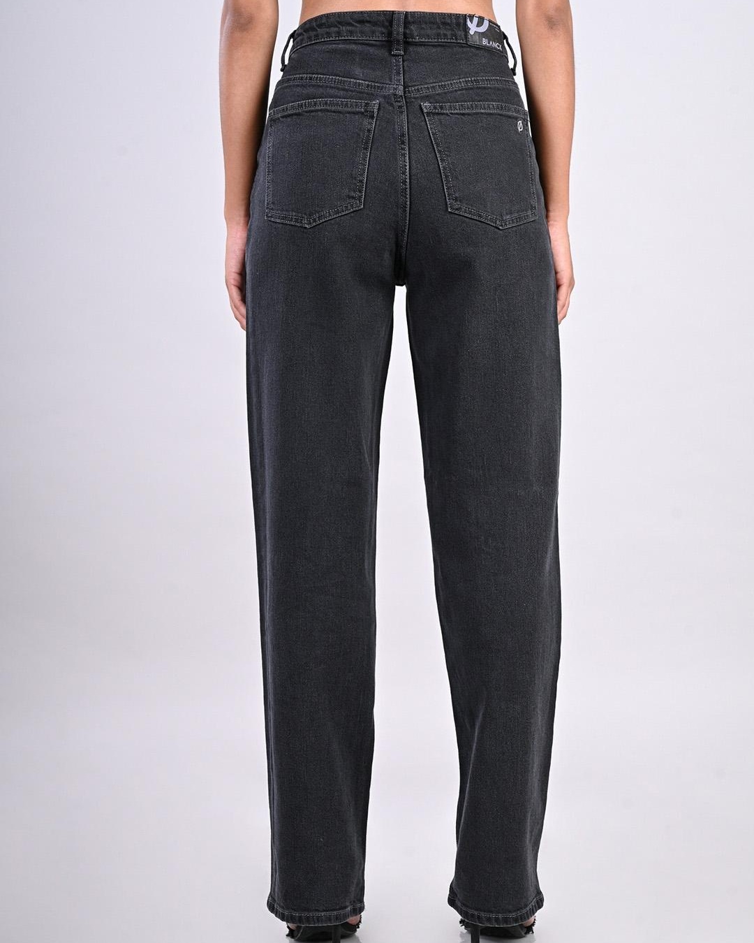 Shop Women's Black Straight Fit Ripped Jeans-Back