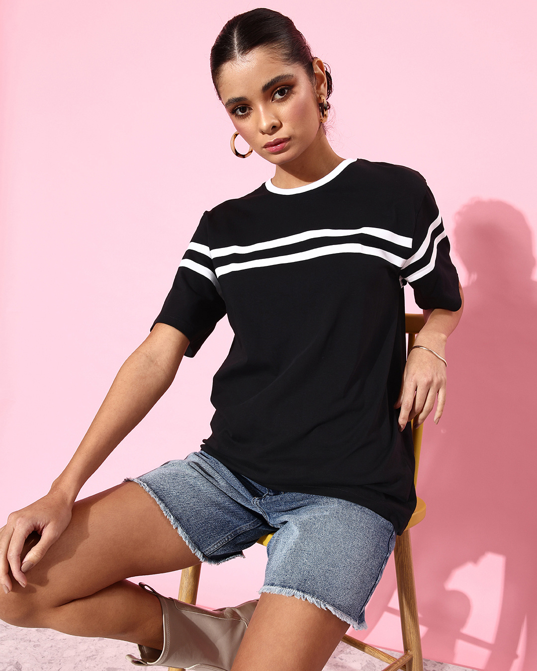 Cool Stripe Oversize Tee Black main image 1