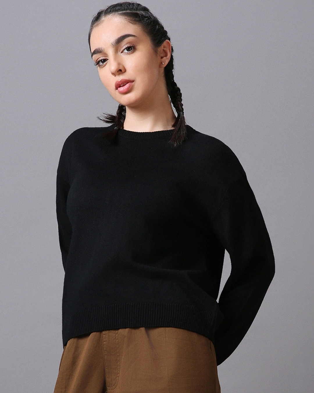 Shop Women's Black Oversized Sweater-Back