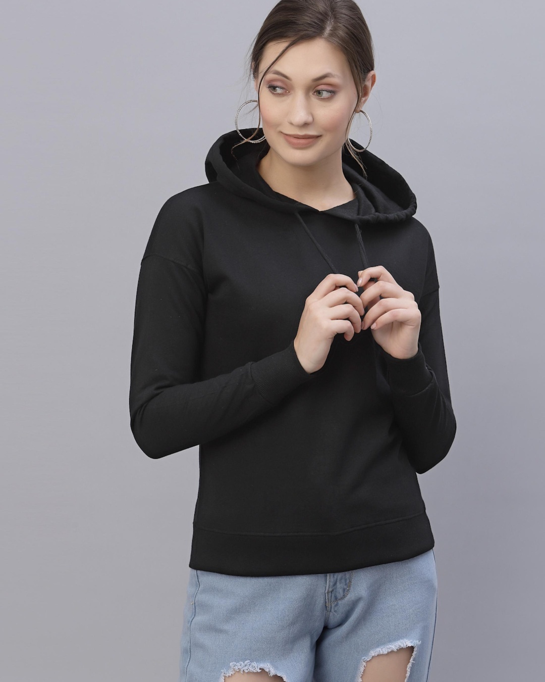 Buy Women's Black Hooded Sweatshirt Online at Bewakoof