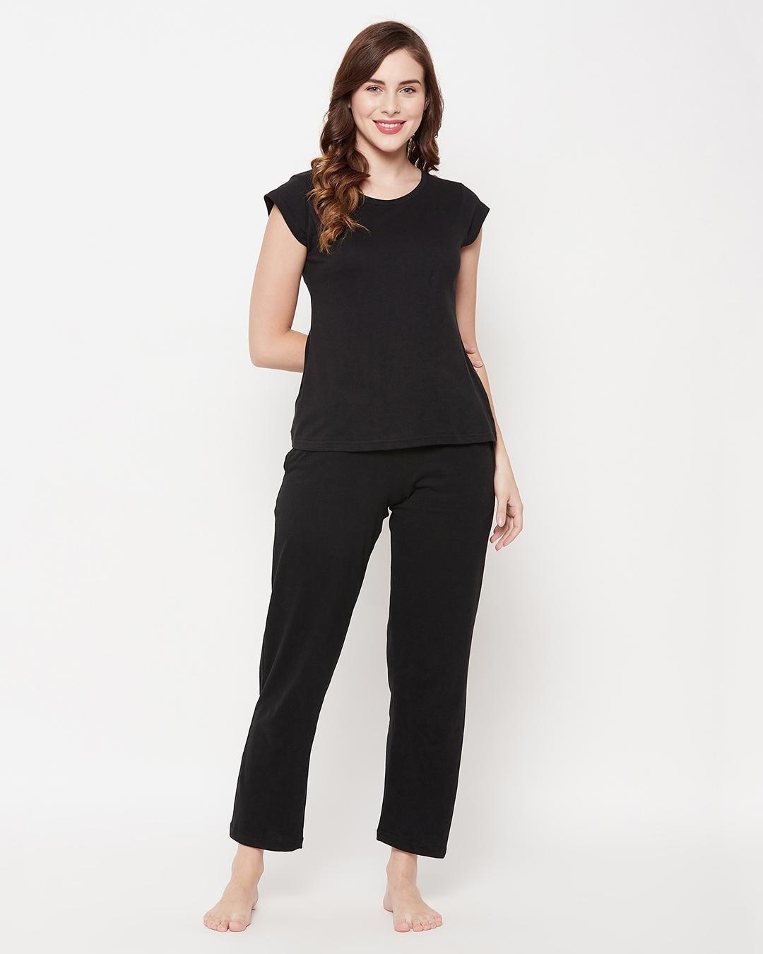 Buy Women's Black Tshirt & Pyjama Set Online in India at Bewakoof