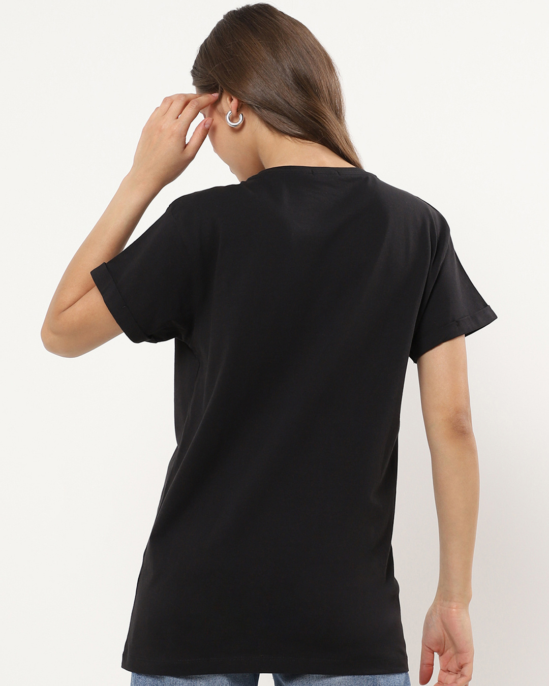 Shop Women's Black Take Risks Graphic Printed Boyfriend T-shirt-Back
