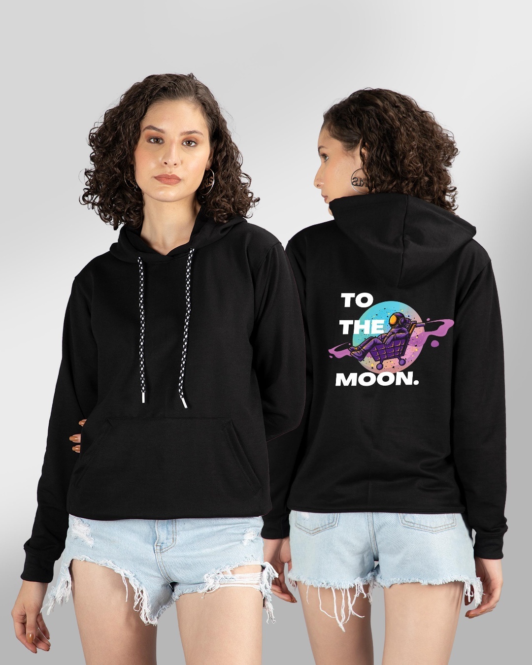 Writing on Stone Black and White Hoodie for Women