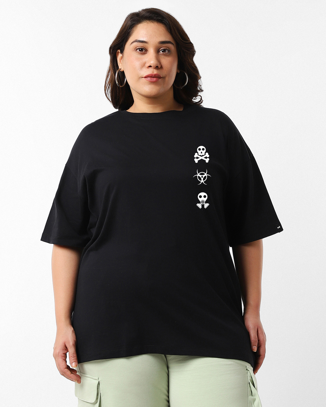 Shop Women's Black Toxic Graphic Printed Oversized Plus Size T-shirt-Back