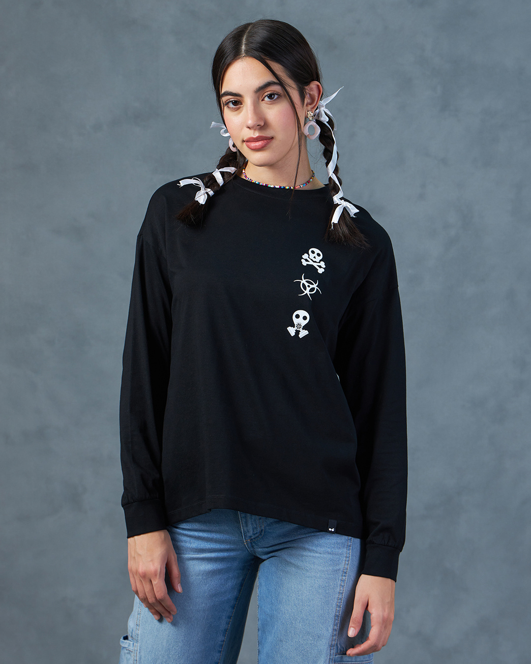 Shop Women's Black Toxic Graphic Printed Oversized T-shirt-Back