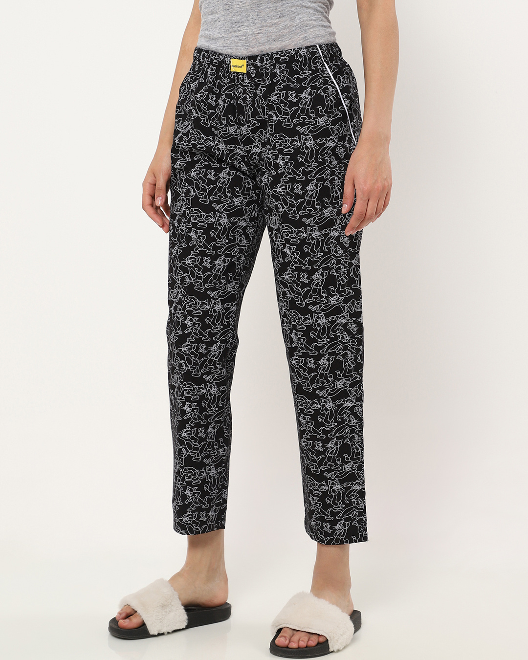 Shop Women's Black Troubled Duo AOP Pyjamas-Back