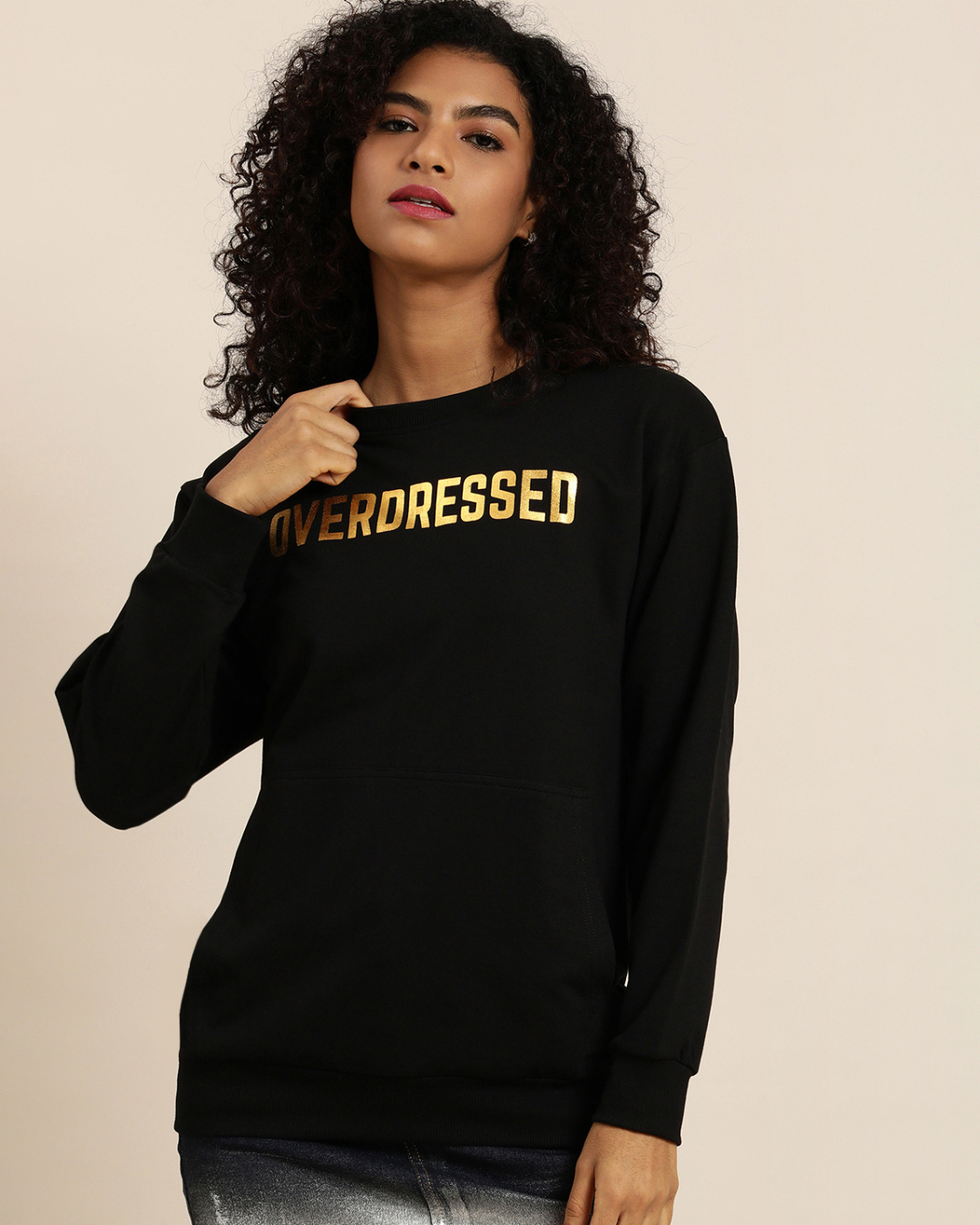 Buy Women's Black Typography Oversized Sweatshirt for Women Black