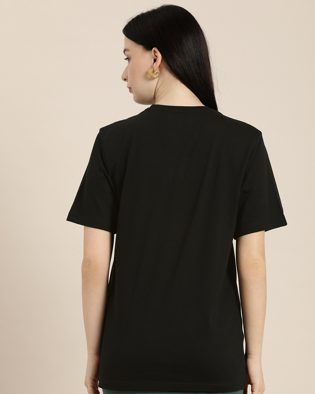 Shop Women's Black Typography Oversized T-shirt-Back