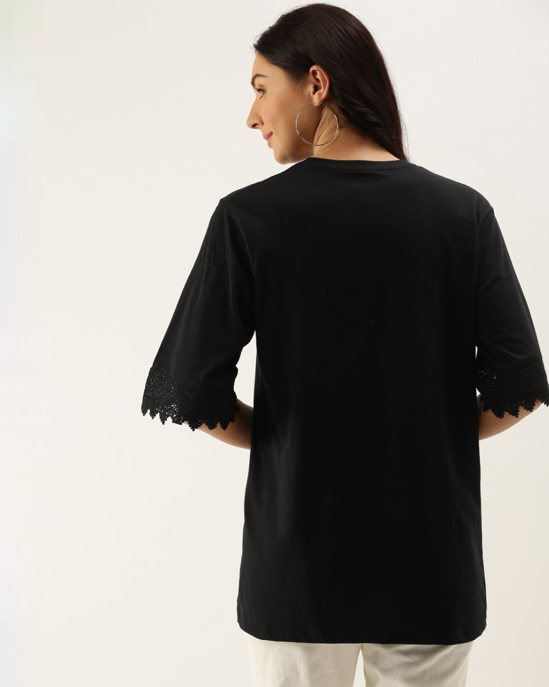 Shop Women's Black Typography T-shirt-Back