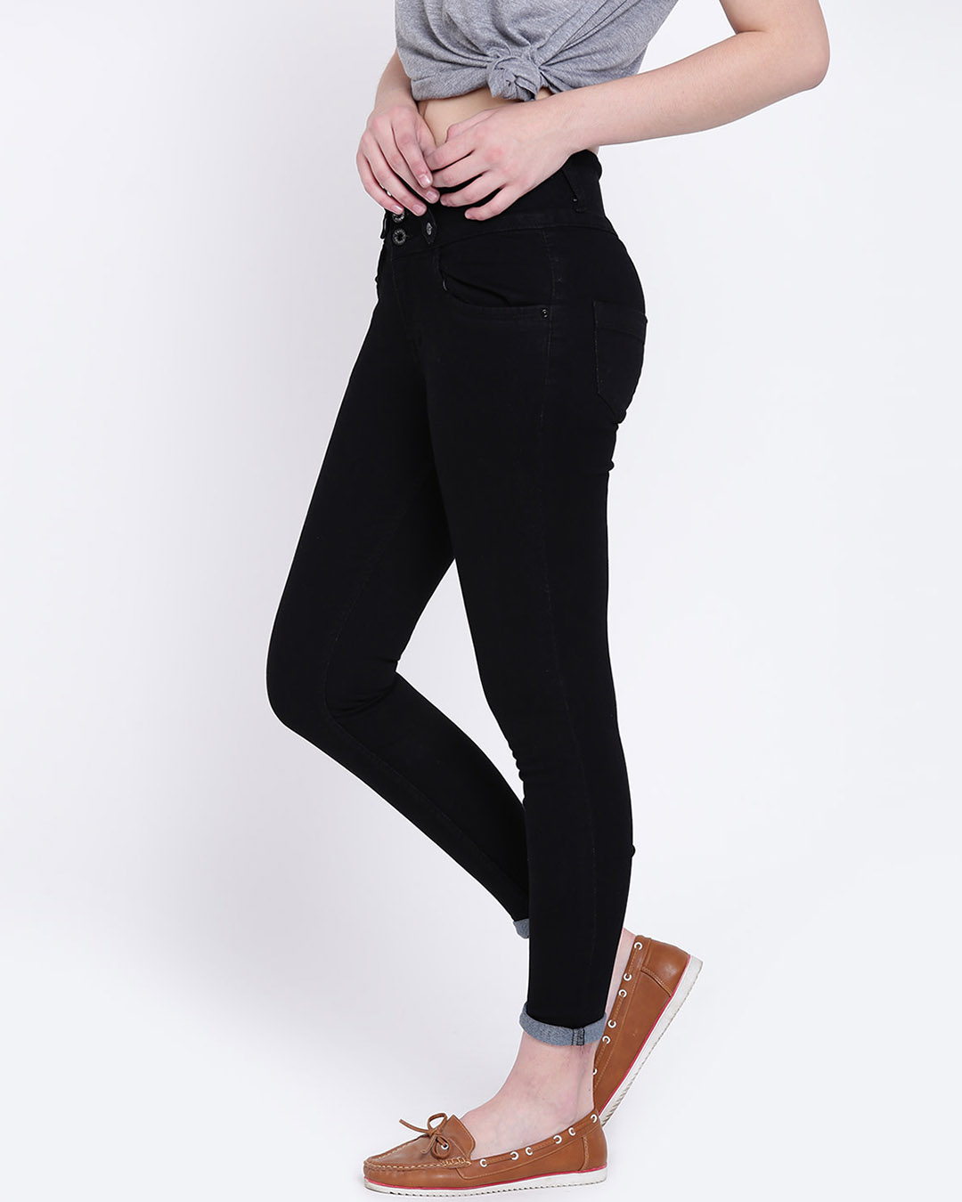 Shop Women's Black Washed Slim Fit High Waist Jeans-Back