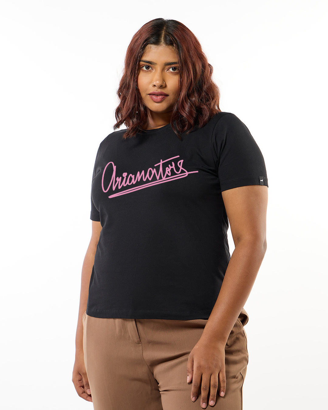 Shop Women's Black We Can't be Friends Typography Plus Size T-shirt-Back