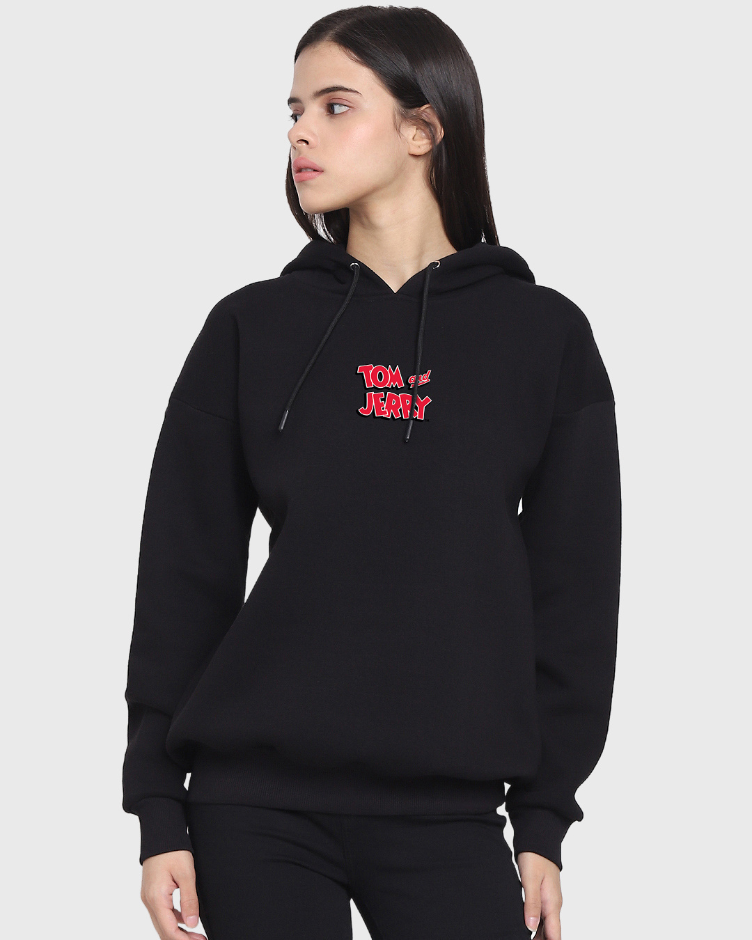 Shop Women's Black What Responsibility Graphic Printed Oversized Hoodie-Back