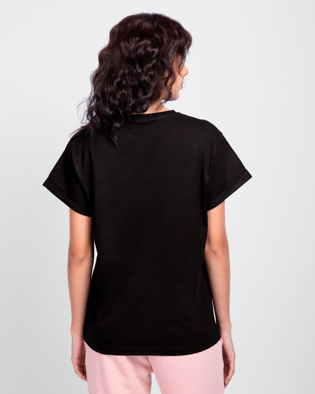 Shop Women's Black Whatever Graphic Printed Boyfriend T-shirt-Back