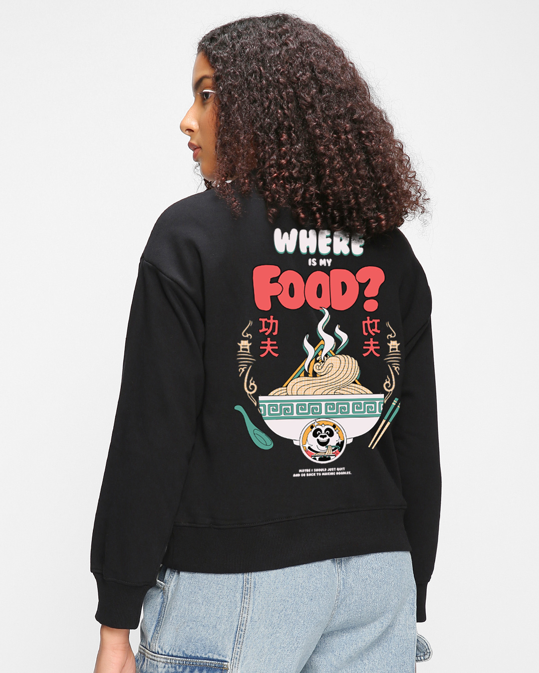 Fastfood Print Pattern Women Off Shoulder Sweatshirt main image 1