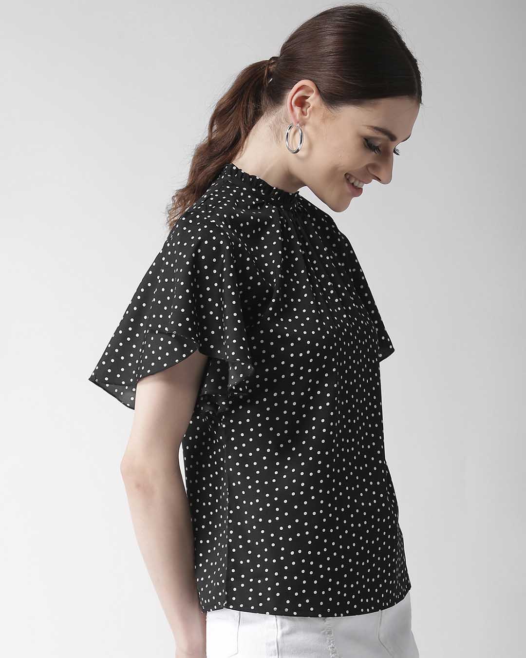Shop Women's Black & White Dot Print Top-Back