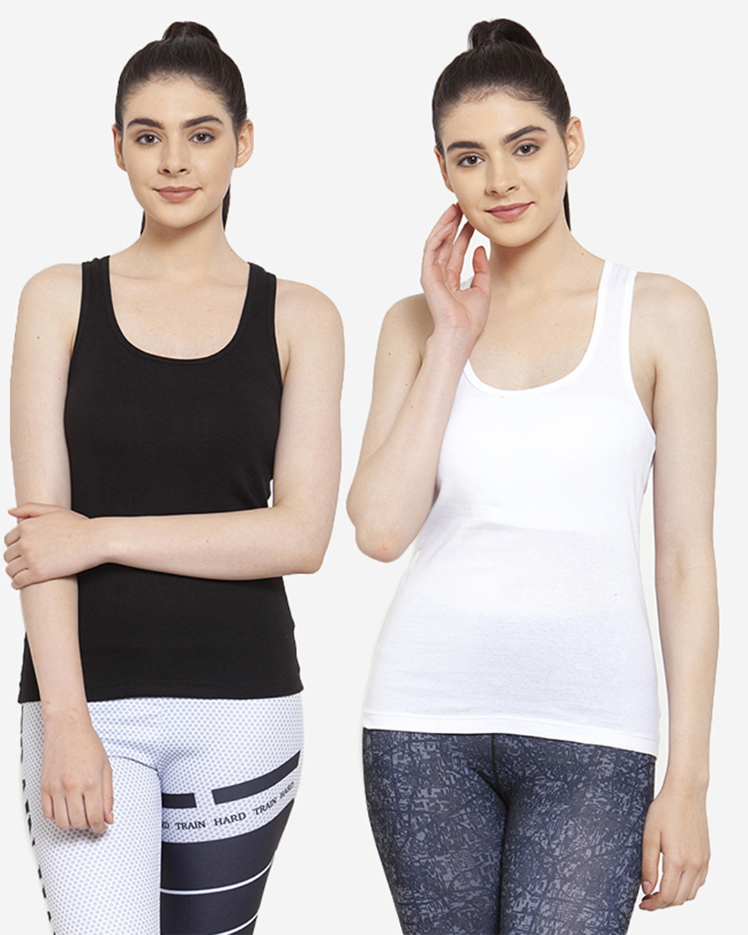 Buy Women's Black & White Tank Tops (Pack Of 2) for Women Black Online