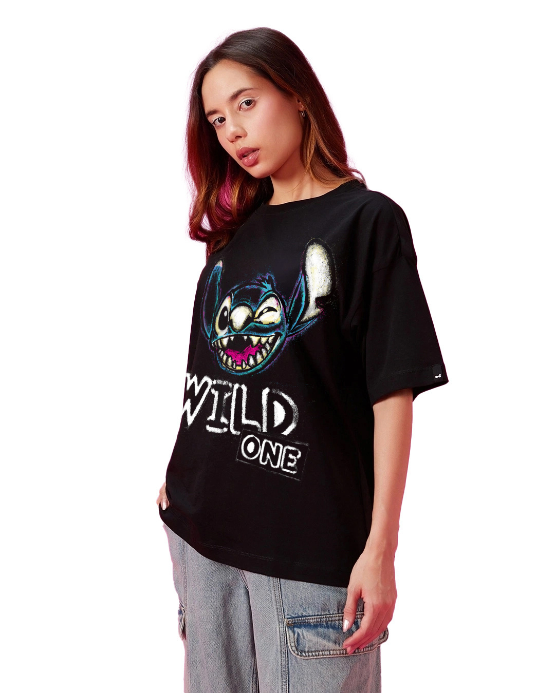 Shop Women's Black Wild One Graphic Printed Oversized T-shirt-Back