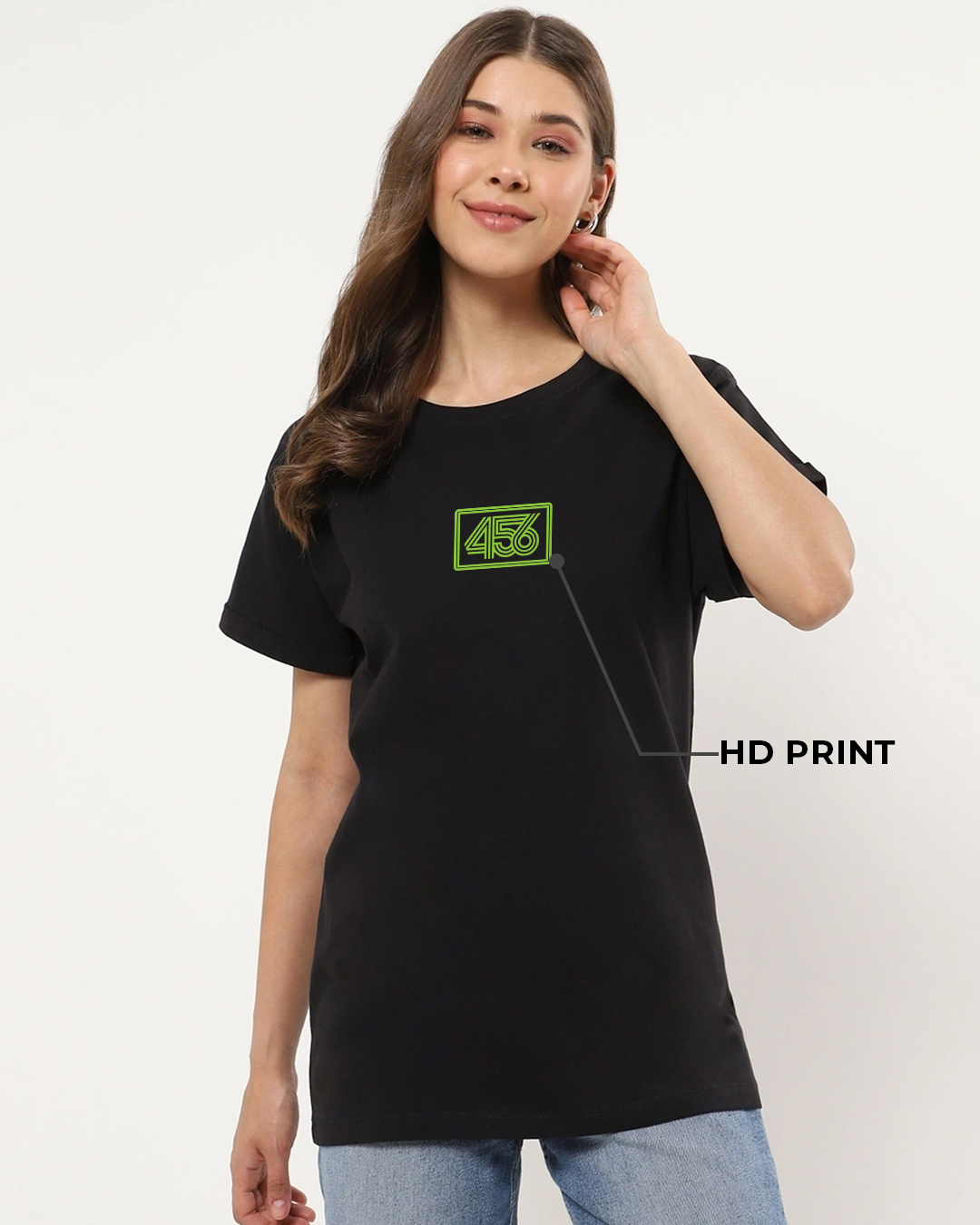 Shop Women's Black Win Graphic Printed Boyfriend T-shirt-Back